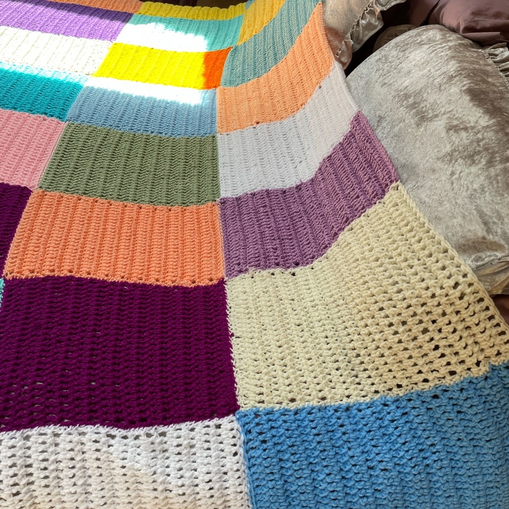 Oversized hand crochet king size blanket- multicolor